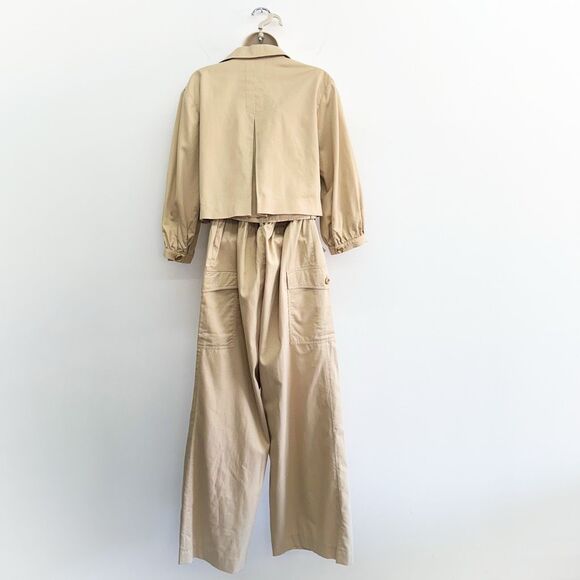 Spiegel Women’s Vintage Strapless Khaki Jumpsuit Matching Oversized Cropped Jack - Picture 2 of 16